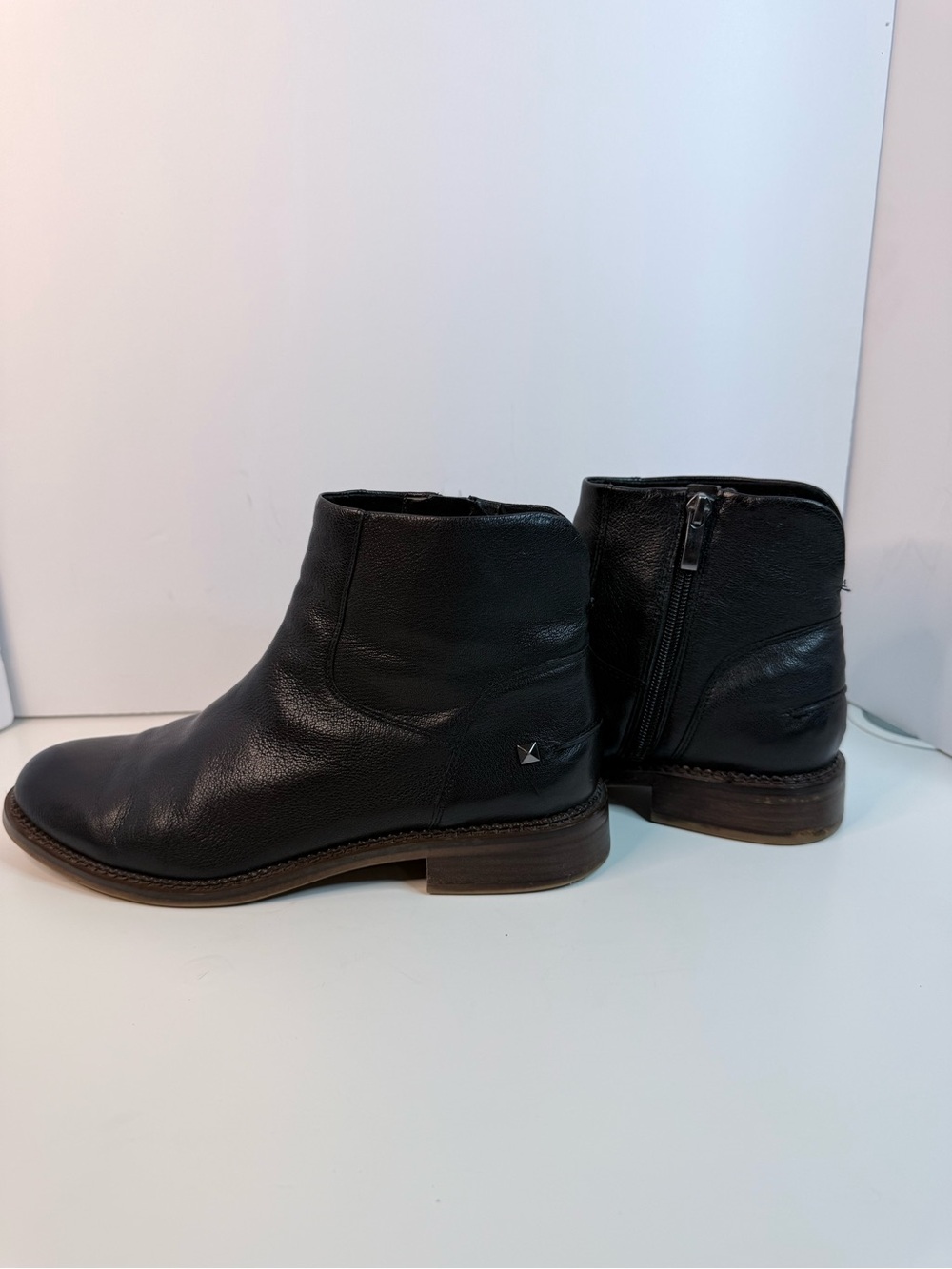 Franco Sarto Marcus Black Leather Ankle Boots Size 9